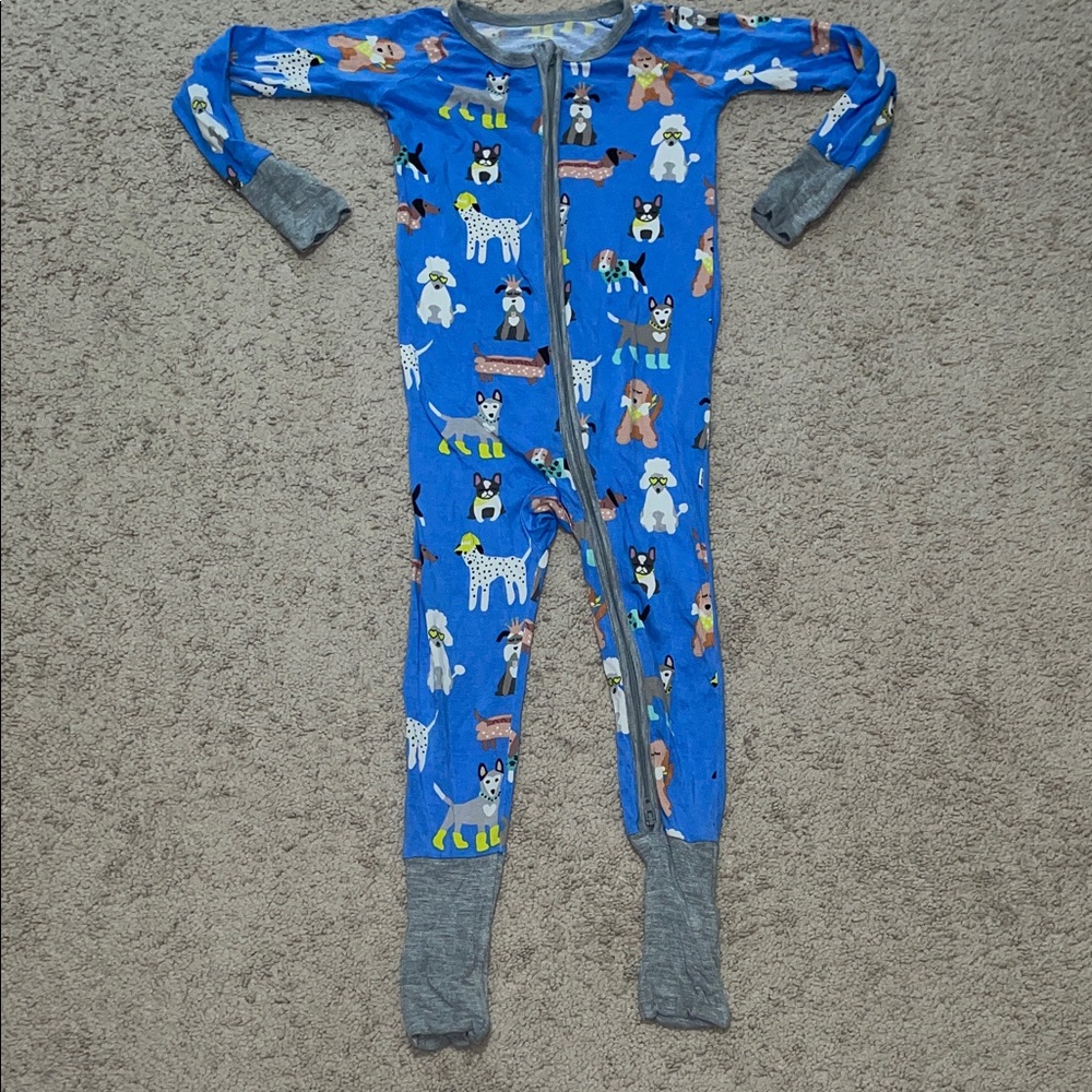 Little Sleepies Blue Dog Print Footie